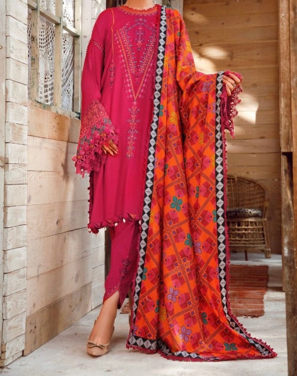Lawn embroidered unstitched 3 piece in Pakistan