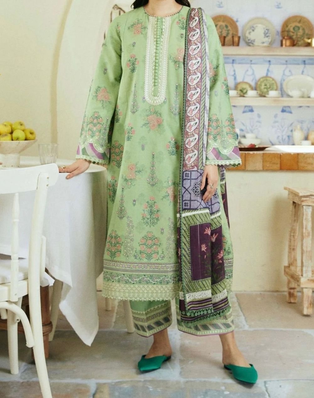 Lawn embroidered unstitched 3 piece in Pakistan