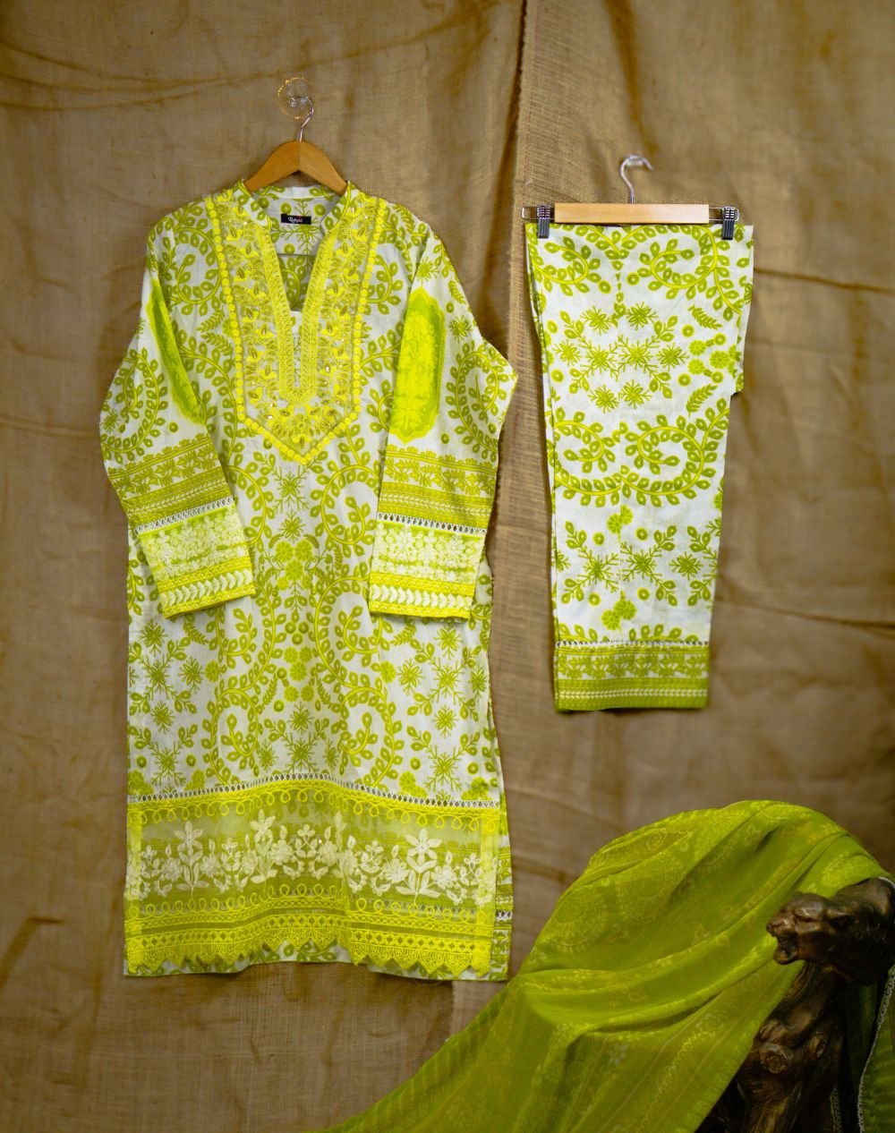casual embroidered lawn suit in Pakistan