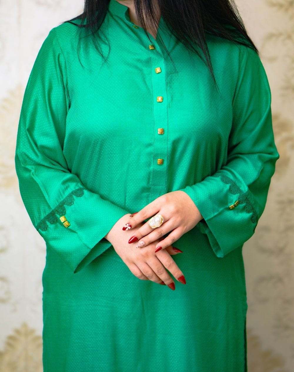 Satin Silk Farshi Shalwar Suit in Pakistan