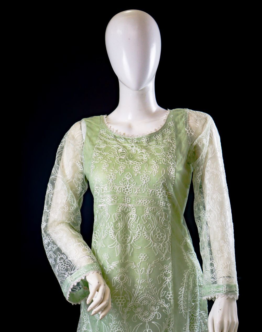 formal net chikankari suit in Pakistan